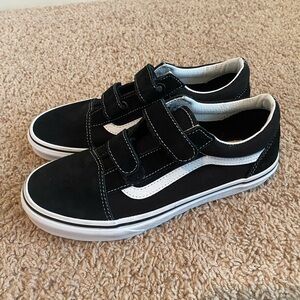 Vans Kids Black and White Velcro Sneakers